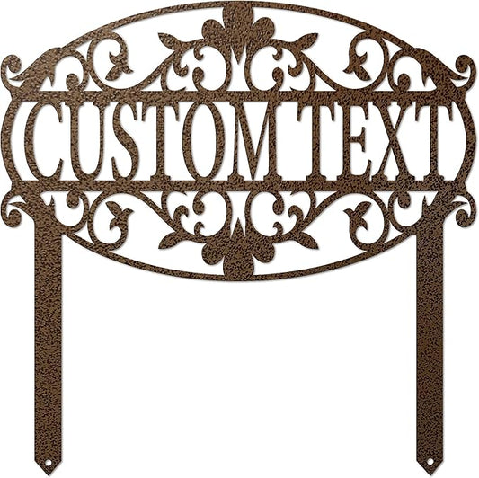 Decorative Custom Garden Sign (18" W x 18" H, Hammered Copper)