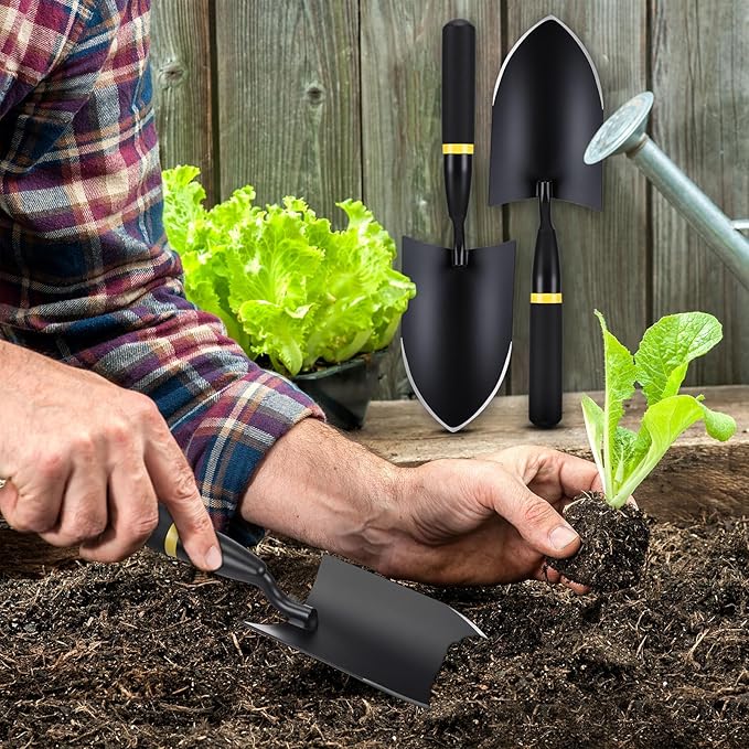 Leriton 8 Pcs Garden Trowel Heavy Duty Garden Hand Shovel Tool Carbon Steel Trowel for Digging Metal Hand Shovel Spade with Resin Handle for Lawn Yard Farm Home Shop Planting (3.23 Inch)