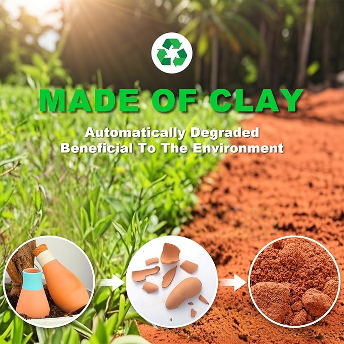 Olla Watering Pot Self Watering Planter Insert Terracotta Watering Spikes Premium Plant Watering Devices Irrigation Watering Spikes Automatic Plant Accessories 4 Packs (Bowling)