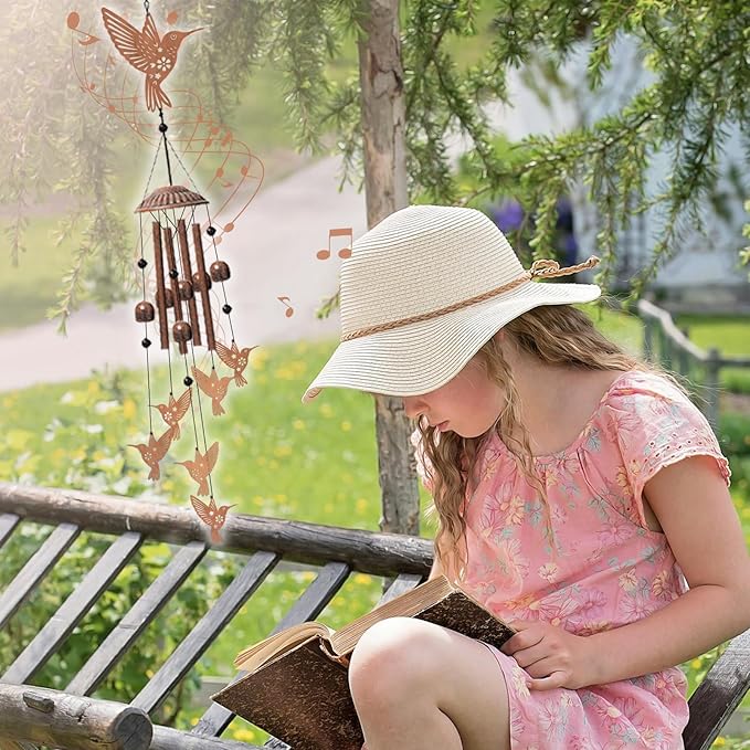 Hummingbird Wind Chimes for Outdoors Hanging Metal Windchime for Women/Men, Garden Wind Chime Patio,Yard Decor Thanksgiving Gifts for Mom Bird Lover