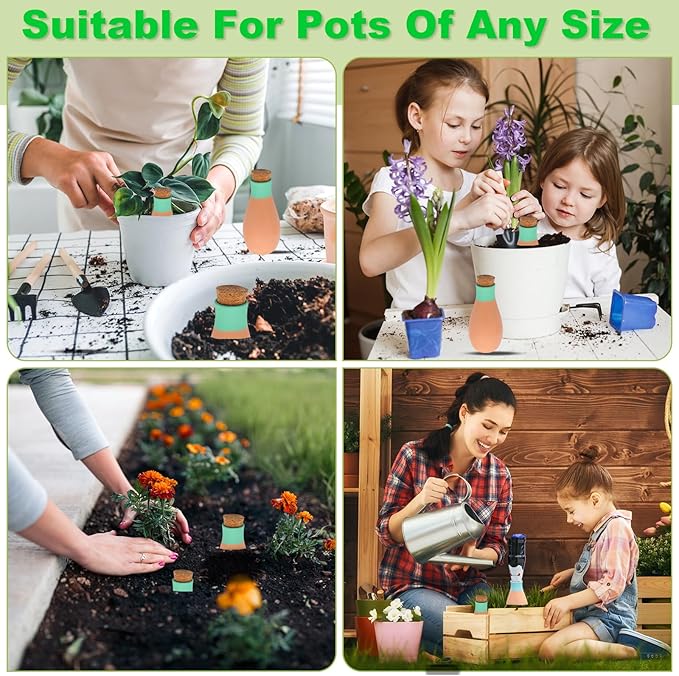 Olla Watering Pot Self Watering Planter Insert Terracotta Watering Spikes Premium Plant Watering Devices Irrigation Watering Spikes Automatic Plant Accessories 4 Packs (Bowling)