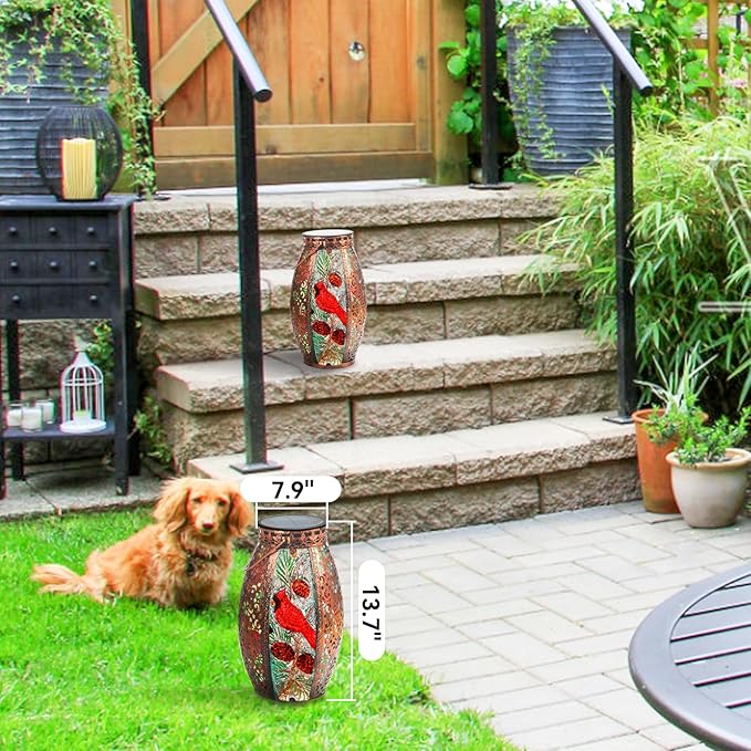 Cardinal Gifts for Women,Solar Outdoor Christmas Decor Lantern Garden Decor Lights Patio Decorations Sympathy Gifts for Loss of Mom/Dad/Loved One-Memorial Lantern