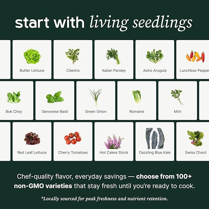 Farmstand Starter Kit with Glow Rings and 24 Seedling Credits | Medium Hydroponic Growing System Kit | Vertical Garden Planter Tower | 4ft 10in Tall