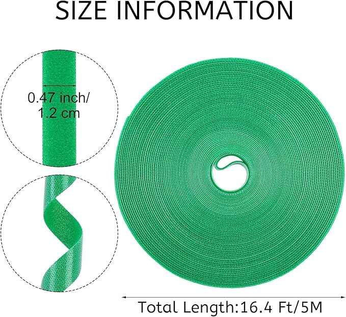 Plant Ties,Garden Tape for Plant,Reusable Adjustable Thicker Support for Growing Flowers,Tomato,Vines,Tree,Strong Grip,Tomato Vines Indoor Outdoor,16.4 ft x 0.47 Inch,1 roll