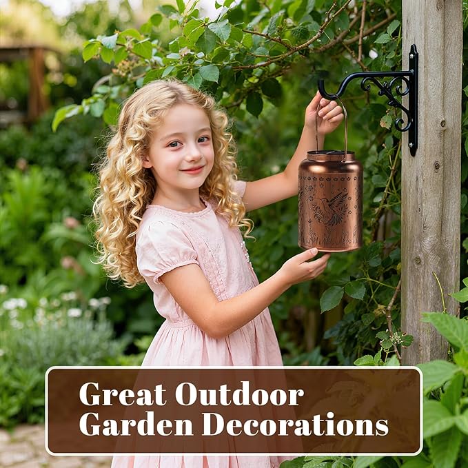 Christmas Present, Solar Lanterns Outdoor Waterproof, Garden Decor Gifts for Women Mom Grandma, Outdoor Hanging Lantern Solar Lights, Metal Decorative Light for Yard, Patio, Backyard, Porch, 1 Pack