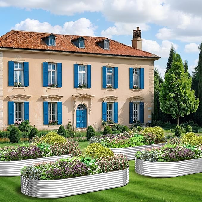 BTDVR 3 PCS 8×4ft Galvanized Raised Garden Bed Outdoor, Metal Raised Beds for Vegetables, Above Ground Garden Box for Flower, Steel Garden Bed for Gardening