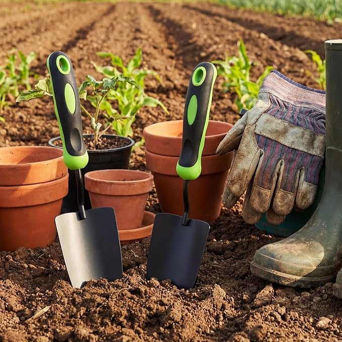 30 Pcs Garden Shovel Aluminum Alloy Heavy Duty Trowel Small Digging Shovels Metal Hand Trowel Spade with Soft Handle for Garden Lawn Yard Planting Tool (Shovel with Ruler,Green)