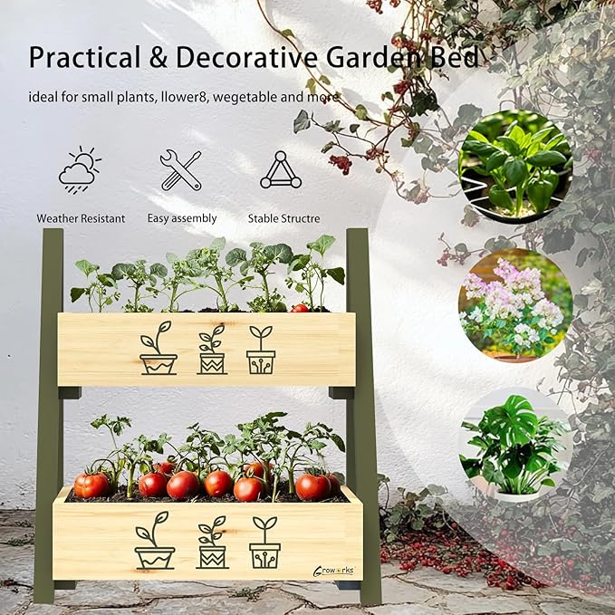 Raised Garden Bed Outdoor, Cedar Wooden Kids Planter Boxes, 24”L x 11.5”W x26.5”H Raised Planter Box with Legs for Backyard, Patio, Balcony with Bed Liner (Natural)