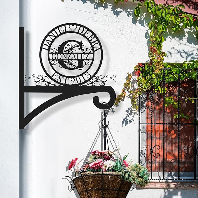 Custom Wall Plant Hanger Gifts for Mom & Dad | Personalized Name Outdoor Light Hangers | Customizable 10 Inch Metal Hanging Plant Bracket | Anti Rust Plant Hook for Bird Feeder