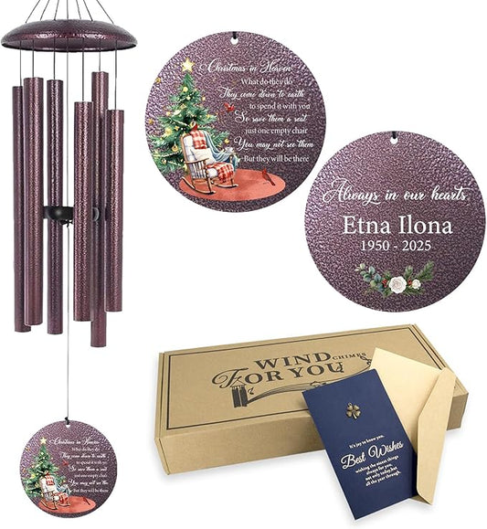 ASTARIN Deep Tone Wind Chimes for Loss of Mother, Personalized Wind Chimes Sympathy Gifts for Memorial Condolence, in Loving Memory of Loved One Windchimes Customized, 30/36/45inch