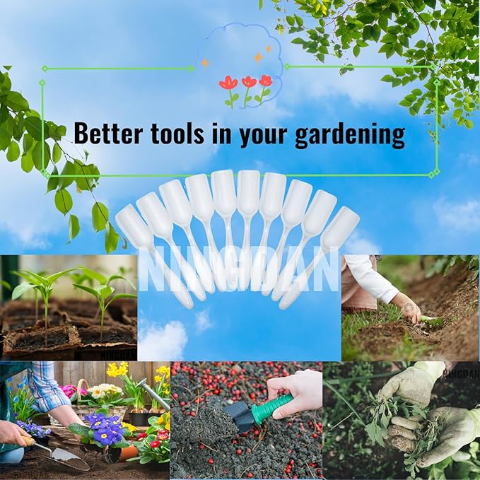 10Pcs NINGDAN Mini Shovel,Plastic Mini Gardening Shovel Spoons Soil Scoops,Cultivation Digging Transplanting Tools for Succulents Potted Flowers,Milk Powder/Coffee Beans Scoops (All Transparent)
