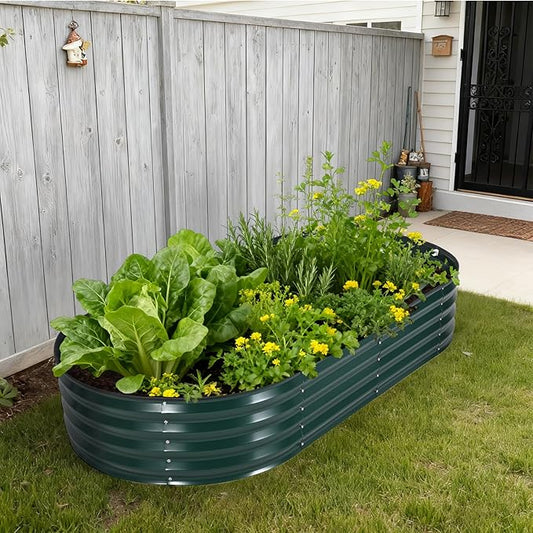 Galvanized Raised Garden Bed Kit with Cover Heavy-Duty Modular Metal Planter Raised Beds for Vegetables with Tool-Assisted Simple Assembly, Reinforced Panels & Optimal Drainage
