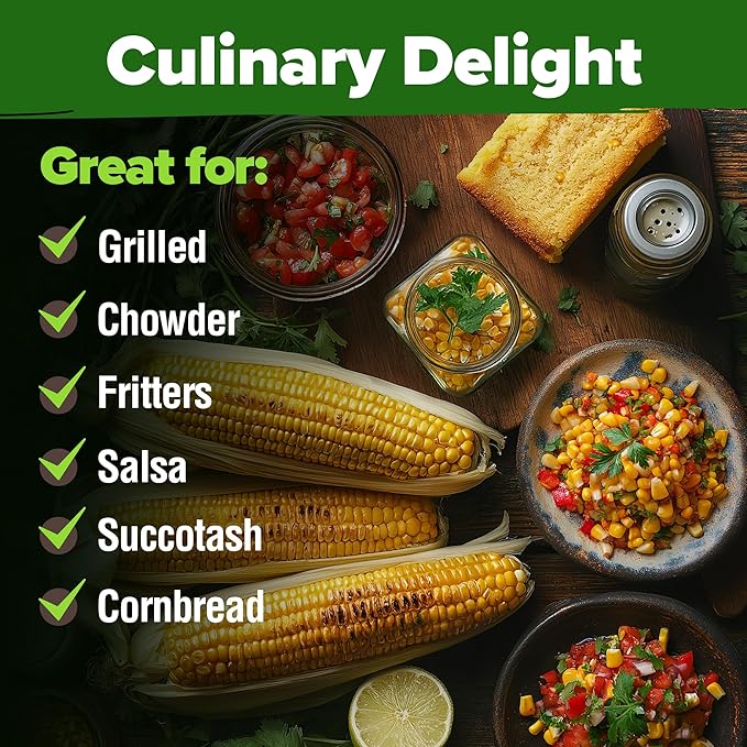 HOME GROWN Non GMO Golden Bantam Corn 1 Pack 100 Heirloom Vegetable Seeds Grow Sweet Corn Outdoors Easy for Beginners & Great for Home Gardeners High Germination (Zea mays)