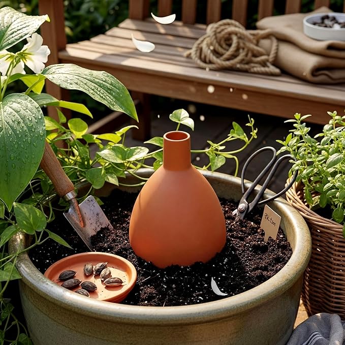 68 oz Large Olla Terracotta Self Watering Pots Terracotta Globes Clay Watering Pot with Lid Garden Irrigation Planter Insert Clay Pot Plant Waterers for Raised Beds Outdoor Indoor Plants