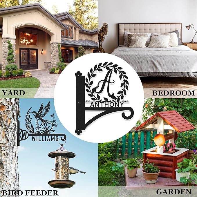 Custom Name Metal Plant Hangers from Wall Indoor and Outdoor | Home Decor Gift for Mom | Personalized Wall Mounted Hanging Plant Hooks | Customizable Rustic Hanging Gardening Bracket Hook