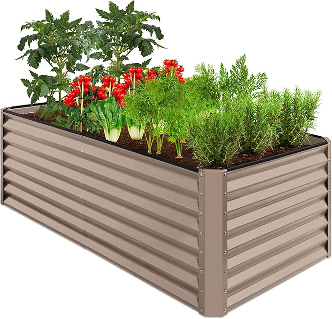 Best Choice Products 6x3x2ft Outdoor Metal Raised Garden Bed, Deep Root Box Planter for Vegetables, Flowers, Herbs, and Succulents w/ 269 Gallon Capacity - Taupe