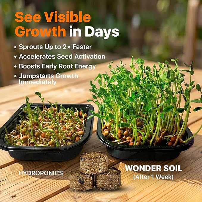 WONDER SOIL | 100 Organic Seed Starter Pellets | Ready to Plant Seed Starting Soil Loaded with Pre-Mixed Nutrients | Fast Germination | Indoor or Outdoor | 100 Count