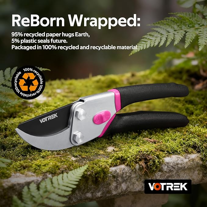 Effortless Pruning Shears: Professional 8.5”Garden Pruner with Jam-Proof Spring & Ever-Sharp SK5 Blade, Ergonomic Bypass Clippers for Rose, Tree Trimming & weak Hand, Heavy Duty Pruning Scissor