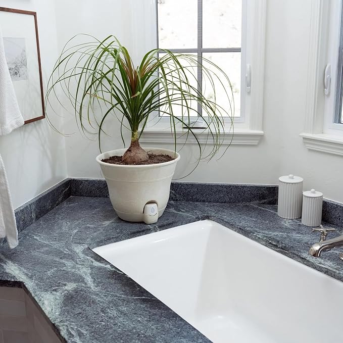 Bernini FirmaStone 15" Self-Watering Planters, Set of 2 – Durable Indoor/Outdoor Pots with Drainage Plug & Built-in Reservoir – Lightweight Garden Planters for Patio, Porch, Balcony (Cobalt Blue)