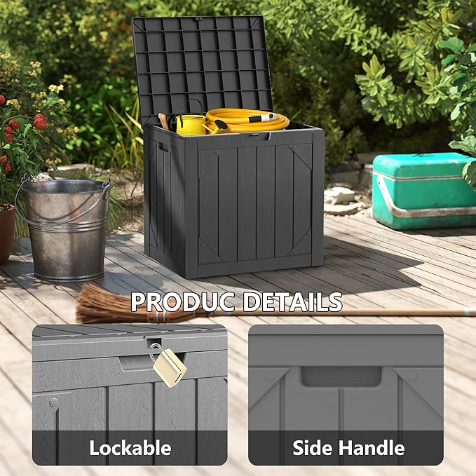 Yardgrace 31 Gallon Resin Deck Box Waterproof Outdoor Storage Box for Patio Furniture Pool Accessories Indoor Storage for Cushion Garden Tools, Gray