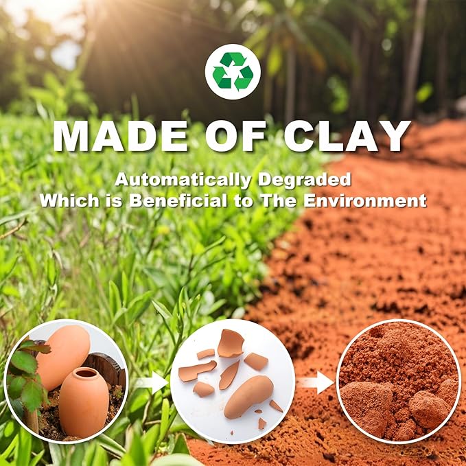 Olla Watering Pot Self Watering Planter Insert Terracotta Watering Spikes Premium Plant Watering Devices Irrigation Watering Spikes Automatic Plant Accessories 4 Packs (Small Cone)