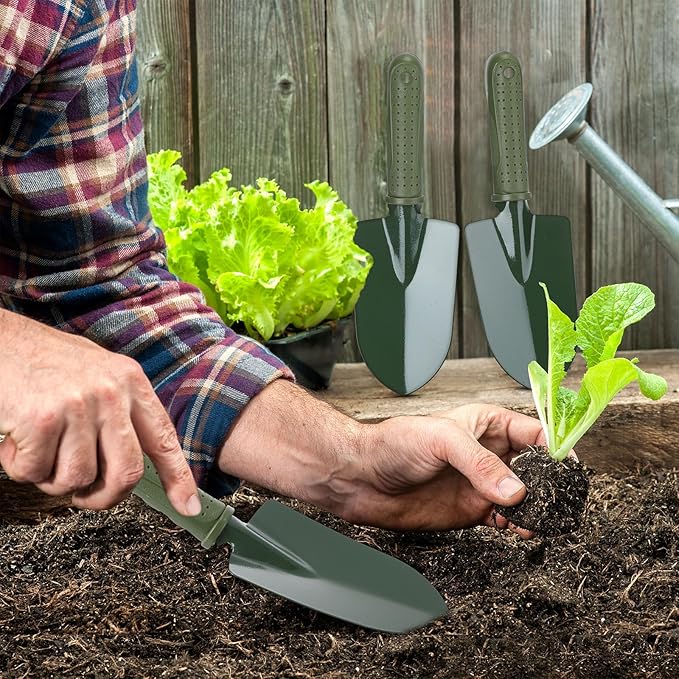 24 Pcs Garden Shovel Trowel Gardening Hand Tools Small Hand Shovels for Digging Metal Trowel Spade with Plastic Handle Anti Slippery for Lawn Yard Home Farm Planting