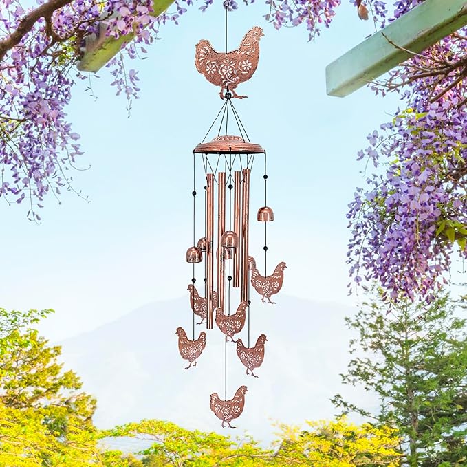Christmas Gifts for Women Chicken Wind Chimes for Outside,Chicken for Women/Men/Sympathy/Memorial /Birthday Festival Metal windchimes outdoors/Indoors,patio ,Garden Decor,Home,Yard