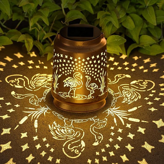 Flamingo Solar Lantern for Garden Outdoor Decor – Hanging Metal Light Decoration for Patio, Yard, Lawn, Pathway, Backyard – Birthday Gift for Mom, Women, Grandma