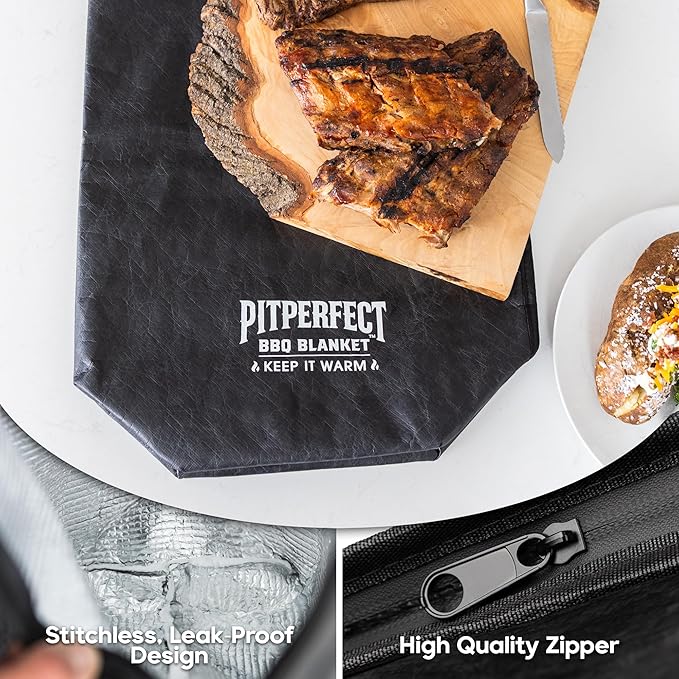 BBQ Blanket for Resting Meat - 21" Multi-Layer Insulated Barbeque Rest Bag with 25 Sheets of Food-Grade Butcher Paper - Leakproof Stitchless Barbecue Wrap for Brisket, Pulled Pork, Turkey, Chicken