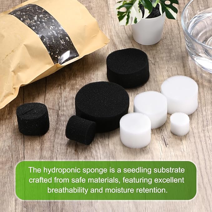 30-Pack Hydroponics Sponges, 1.77 Inch Growing Media Cylindrical Sponges for Planting Gardening Tool/Grow Seedlings/Home Vegetable Flower, Soilless Cultivation Seedling [Black]