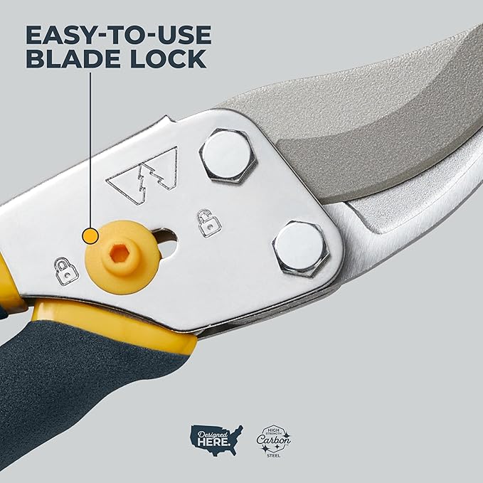 Woodland Tools Co. Bypass Pruning Shears for Gardening – 5/8" Cut Capacity, High Carbon Steel Blade with Non-Stick Coating, Soft Grip, Steel Handle, Hand Pruner for Plants, Flowers, and Shrubs