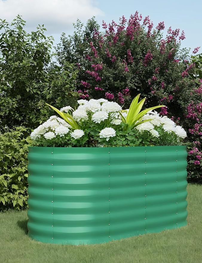 4x2x2ft Galvanized Raised Garden Bed, Durable Outdoor Planter Box, Spacious Raised Bed Ideal for Growing Vegetables, Fruits, and Flowers, Easy Assembly, Green