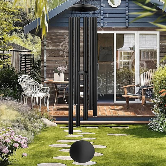 66" Large Wind Chimes for Outside Deep Tone, 6 Thickened ⌀ 1.2" Tubes Tuned Relaxing Melody Wind Chime, Windchimes Outdoors for Garden Patio Decor, Great Gift Idea for Your Loved One (Black, 66")