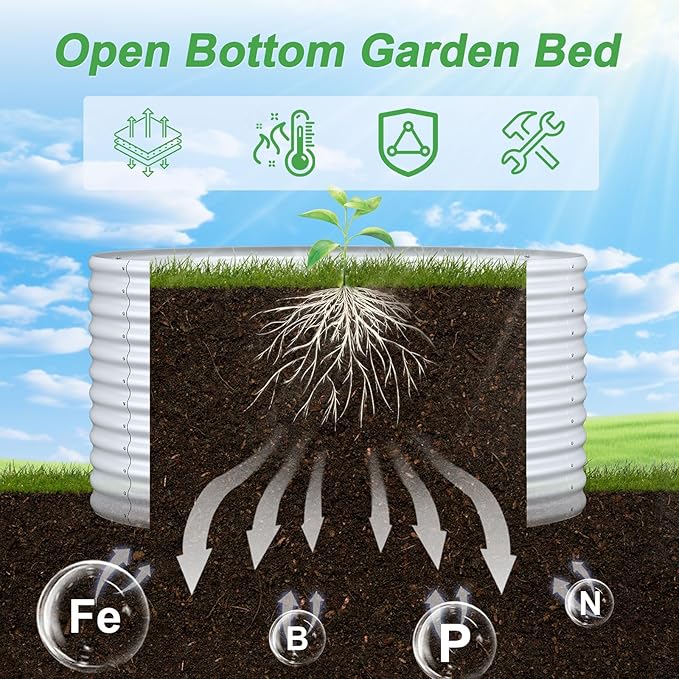 AHEONLAR 2 Pack 3x3x3ft Round Galvanized Raised Garden Bed Outdoor Metal Planter Box for Vegetables Steel Raised Beds for Gardening