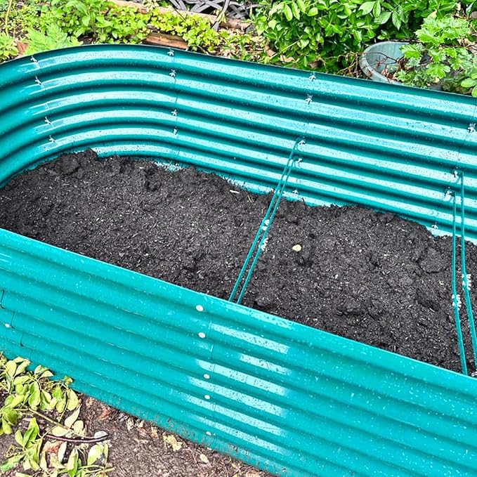 2 Pack 8x3x2FT Galvanized Raised Garden Bed Kit Oval Metal Ground Planter Box Outdoor Bottomless Planter Raised Beds for Vegetables Flowers Herbs Fruits, Green