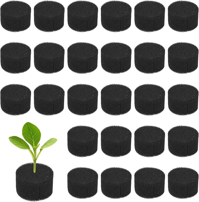30-Pack Hydroponics Sponges, 1.77 Inch Growing Media Cylindrical Sponges for Planting Gardening Tool/Grow Seedlings/Home Vegetable Flower, Soilless Cultivation Seedling [Black]