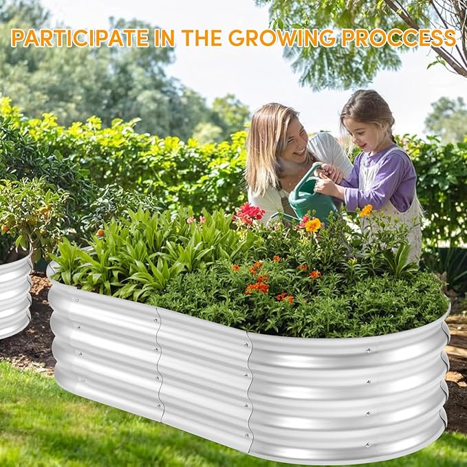 Galvanized Raised Garden Bed Kit - Durable & Aesthetic Raised Garden Bed for Outdoor Gardening, Perfect for Vegetables, Fruits, Flowers, Easy Assembly, 4x2x1 FT (2-Pack)