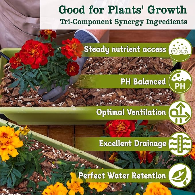 Orchid Potting Mix, 4 Quarts Orchid Bark Potting Mix with Pine Bark, Coco Peat & Perlite, Orchid Bark for Indoor Plants, Orchid Soil with Excellent Water Retention & Ventilation