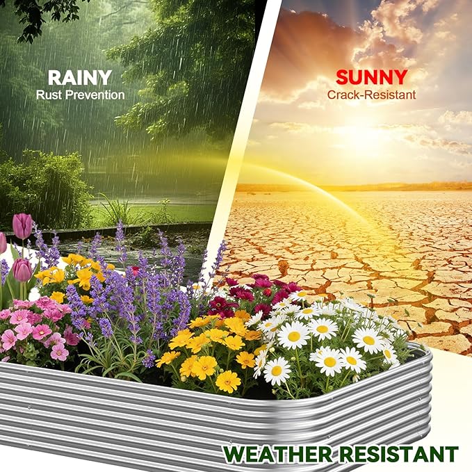 3 Pack 3x2FT Corrugated Galvanized Steel Raised Garden Bed Outdoor, Metal Above Ground Garden Bed for Vegetables and Flowers, Raised Beds for Gardening