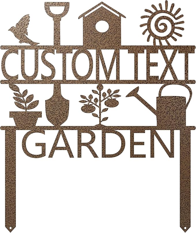 Custom Garden Sign, Garden Sign, Personalized Garden Sign, Garden Stake (20" W x 17" H, Hammered Copper)