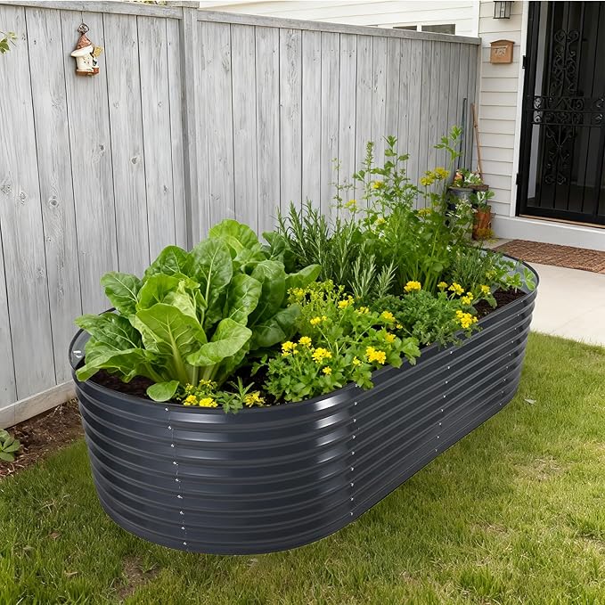 Galvanized Raised Garden Bed Kit with Cover Heavy-Duty Modular Metal Planter Raised Beds for Vegetables with Tool-Assisted Simple Assembly, Reinforced Panels & Optimal Drainage