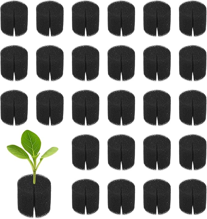50-Pack Hydroponics Sponges, 1.26 Inch Growing Media Cylindrical Sponges for Planting Gardening Tool/Grow Seedlings/Home Vegetable Flower, Soilless Cultivation Seedling [Black]