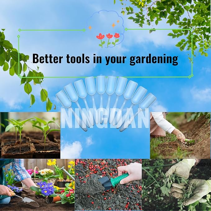 10Pcs NINGDAN Mini Shovel,Plastic Mini Gardening Shovel Spoons Soil Scoops,Cultivation Digging Transplanting Tools for Succulents Potted Flowers,Milk Powder/Coffee Beans Scoops (All Light Blue)