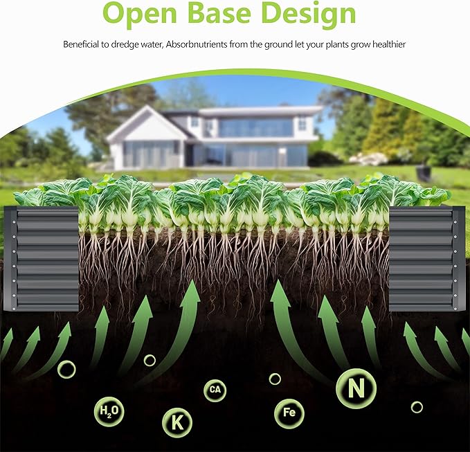 8x4x2FT Galvanized Raised Garden Bed Kit,Vegetable Boxes-Rectangle Metal Flower Box,Large Planter Raised Beds Outdoor Garden for Planting,Fruit,Herb-Grey