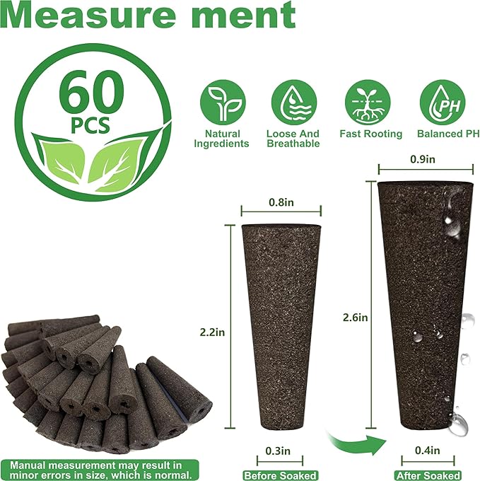 Grow Sponges 60 Pack, Hydroponics Replacement Root Growth Sponges Compatible with Aero Garden iDOO and Most Other Brands,Sponge for Hydroponic Indoor Garden System