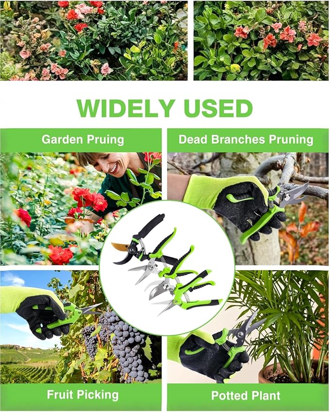 AUDCALIGHT 4-Pack Bypass Pruning Shears, Titanium Steel Blade,With Gardening Gloves,Shears Stainless, Ergonomic Hand Pruning Shears for Trees, Plants (Shears Gardening Tool Kit)