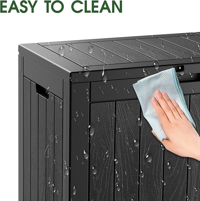 NBYSGO Outdoor Storage Box, Resin Deck Boxes Indoor and outdoor, Waterproof Storage Box Lockable Lid (Black,31 Gallon)