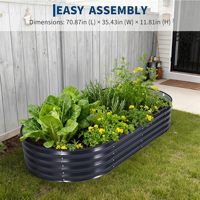 Galvanized Raised Garden Bed Kit with Cover Heavy-Duty Modular Metal Planter Raised Beds for Vegetables with Tool-Assisted Simple Assembly, Reinforced Panels & Optimal Drainage