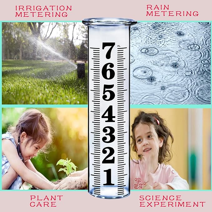 JMBay 7 Inch Plastic Rain Gauge Replacement Tube, Upgrade Freeze Proof Outdoor Plastic Rain Gauges Replacement Tube for Garden Yard Home, Crack Resistance Tube Best pcs Tubes with 1 Clean Brush