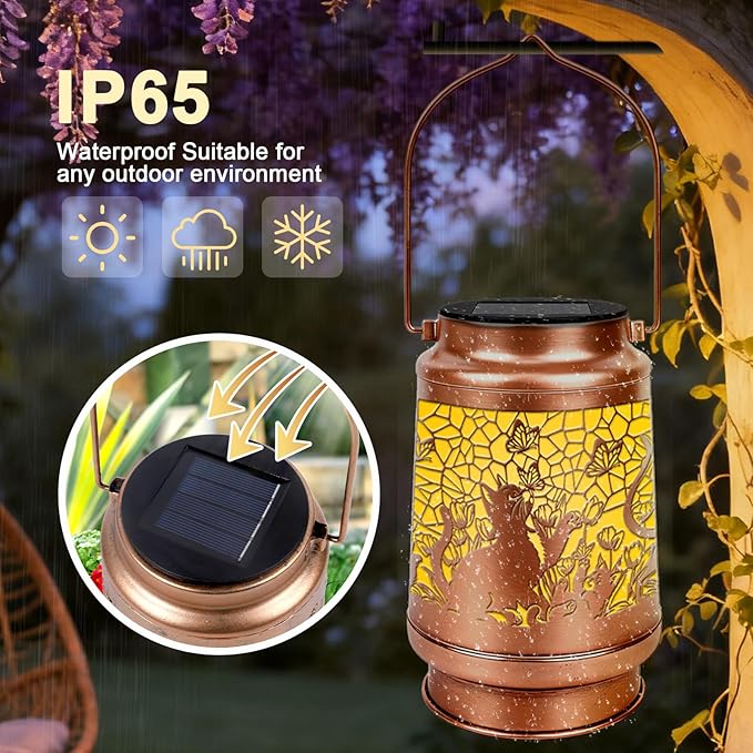 Cat Solar Lanterns Outdoor Waterproof - Wxiben Cat Lovers Gifts for Women Mom Grandma, Birthday Christmas Mother's Day Housewarming Gifts, Hanging Solar Lights for Garden Yard Tabletop Patio Decor